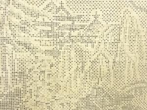 アンティーク　家屋風景模様織り出し本場大島紬100亀甲着物(7マルキ)